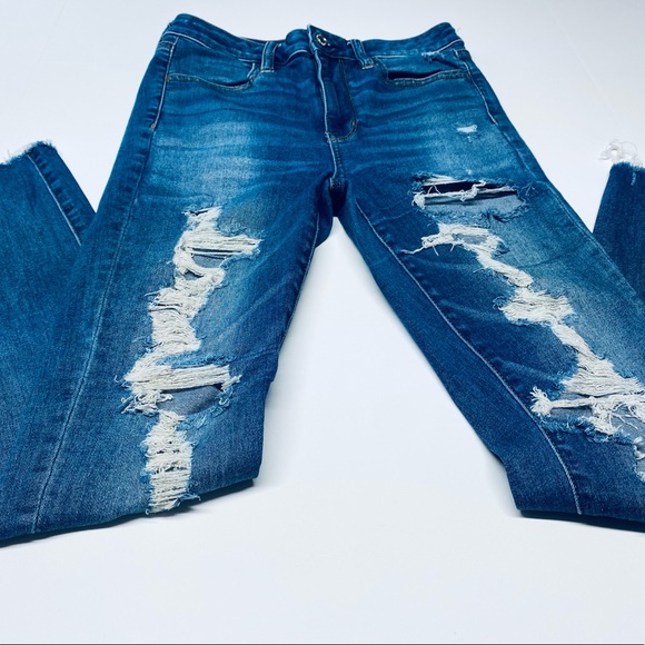 American Eagle Outfitters Denim - American Eagle Distressed Next Level Stretch Blue Denim Jeans Size 4